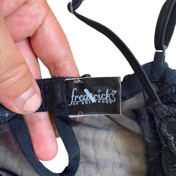 Vintage Fredricks of Hollywood Slip Dress Sheer Black Women Medium Romantic Sexy - Picture 6 of 7